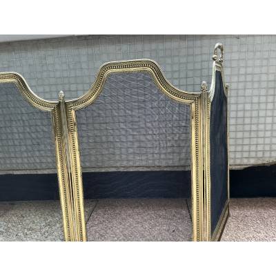 Large antique brass fireplace screen from the 19th century