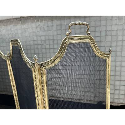 Large antique brass fireplace screen from the 19th century