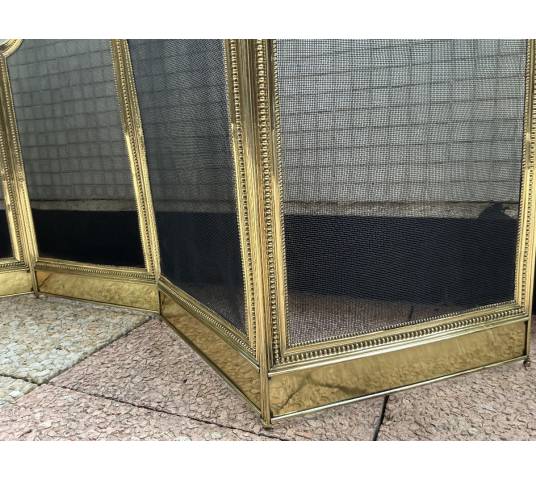 Large antique brass fireplace screen from the 19th century