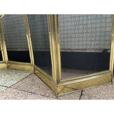 Large antique brass fireplace screen from the 19th century