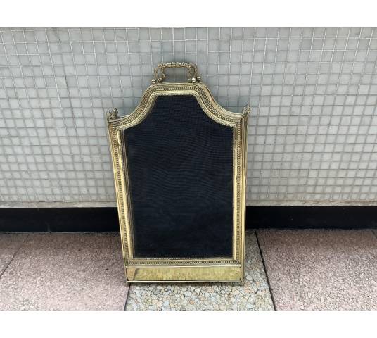 Large antique brass fireplace screen from the 19th century