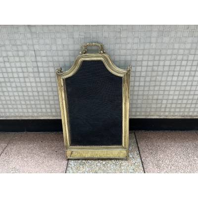Large antique brass fireplace screen from the 19th century
