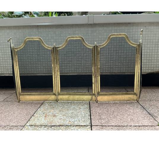 Large antique brass fireplace screen from the 19th century