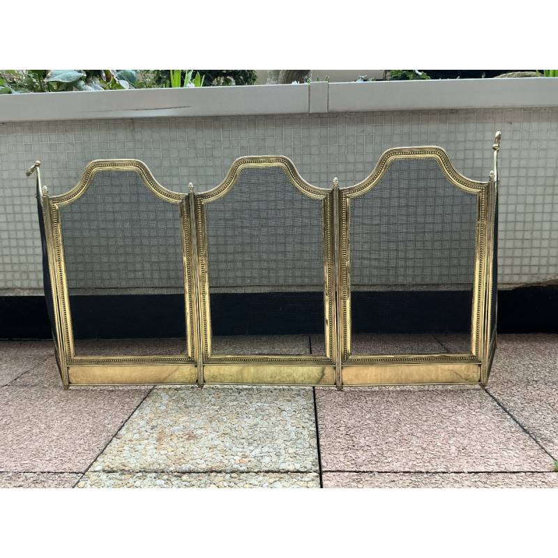Large antique brass fireplace screen from the 19th century