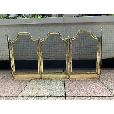Large antique brass fireplace screen from the 19th century
