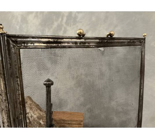 Petit pare feu de cheminée ancien en fer d'époque 19 ème