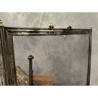 Petit pare feu de cheminée ancien en fer d'époque 19 ème