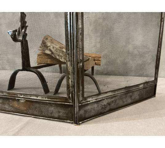 Petit pare feu de cheminée ancien en fer d'époque 19 ème