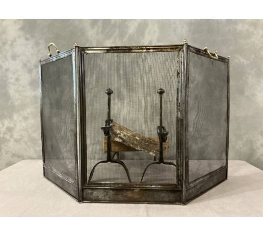 Petit pare feu de cheminée ancien en fer d'époque 19 ème