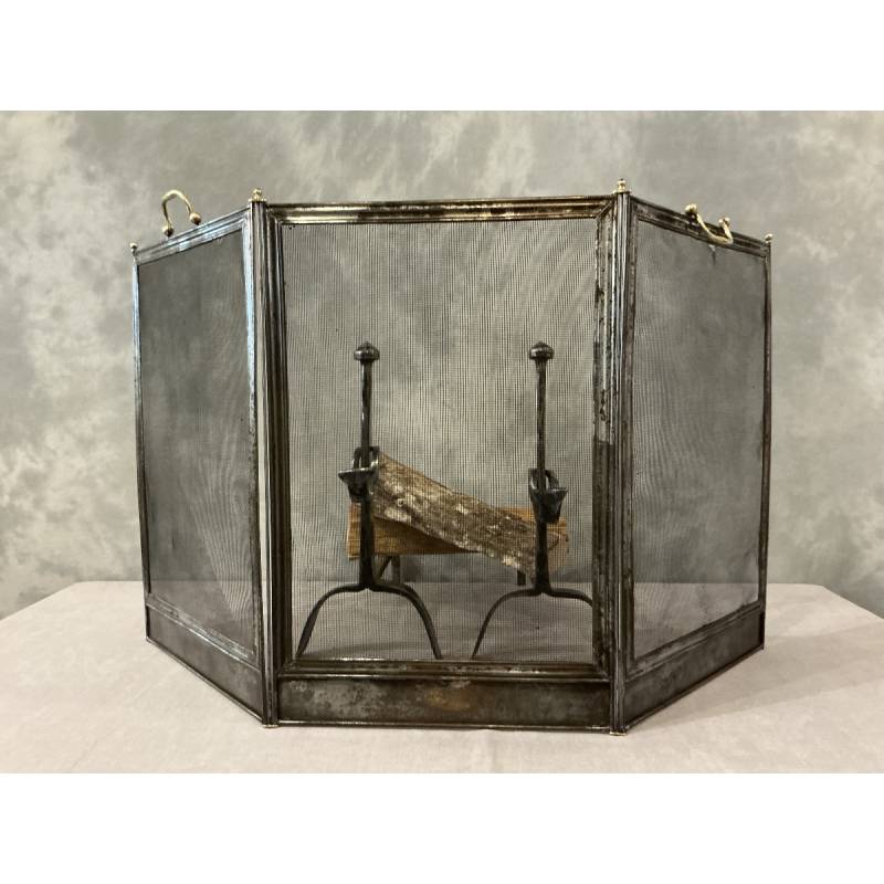 Small antique iron fireplace screen from the 19th century