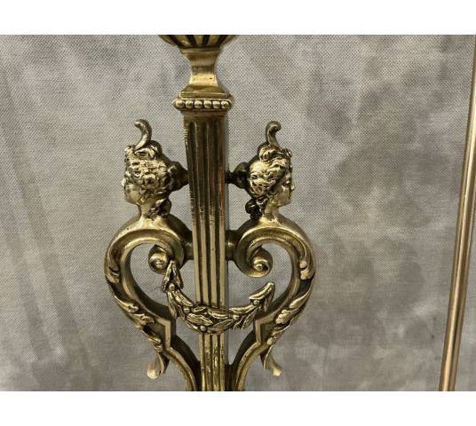 Beautiful 19th-century bronze and brass fireplace set