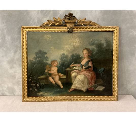 Peinture haut de porte d'époque 18 ème Louis XVI