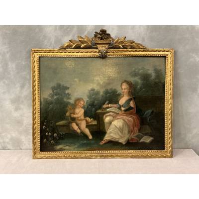 Peinture haut de porte d'époque 18 ème Louis XVI