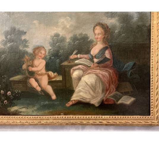 Peinture haut de porte d'époque 18 ème Louis XVI