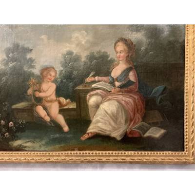 Peinture haut de porte d'époque 18 ème Louis XVI