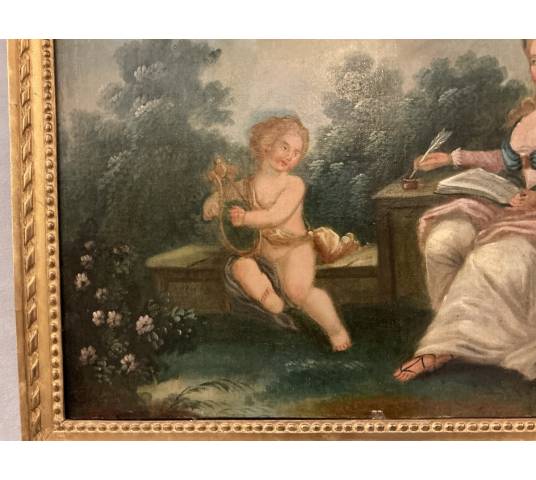 Peinture haut de porte d'époque 18 ème Louis XVI