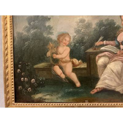 Peinture haut de porte d'époque 18 ème Louis XVI