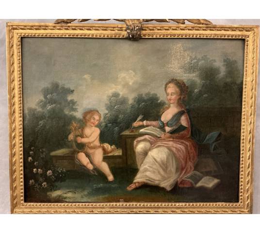 Peinture haut de porte d'époque 18 ème Louis XVI