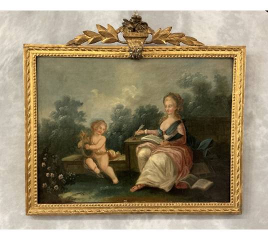 Peinture haut de porte d'époque 18 ème Louis XVI