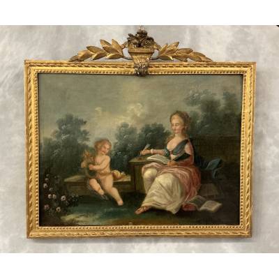 Peinture haut de porte d'époque 18 ème Louis XVI