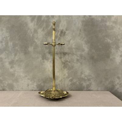 Serviteur de cheminée ancien en bronze et laiton d'époque 19 ème de style Transition