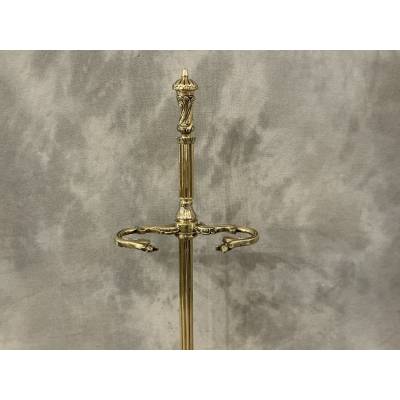 Serviteur de cheminée ancien en bronze et laiton d'époque 19 ème de style Transition