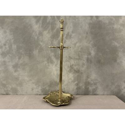 Antique 19th-century bronze and brass fireplace set in the Transition style