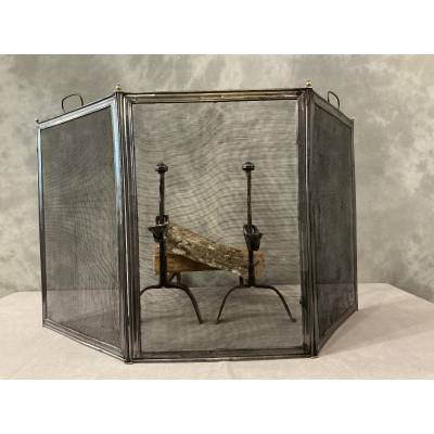 Petit pare feu de cheminée ancien en fer d'époque 19 ème