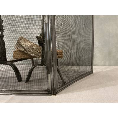 Petit pare feu de cheminée ancien en fer d'époque 19 ème