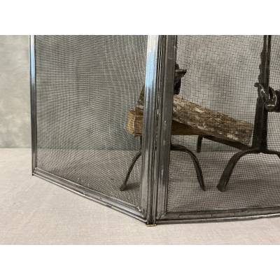 Petit pare feu de cheminée ancien en fer d'époque 19 ème