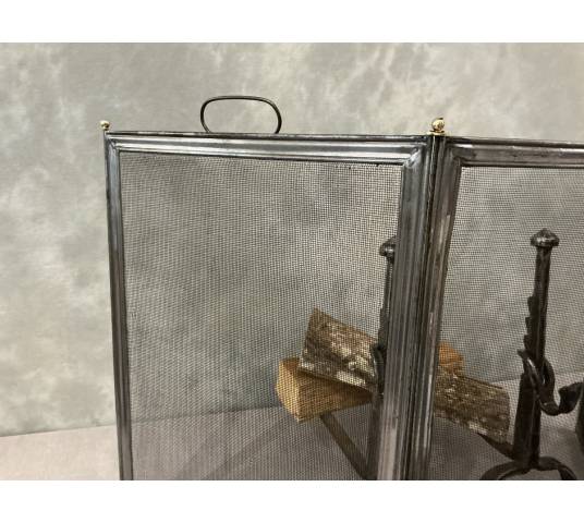 Petit pare feu de cheminée ancien en fer d'époque 19 ème