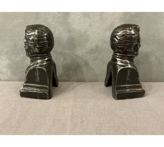 Paire de serres livres anciens en fonte d'époque 19 ème