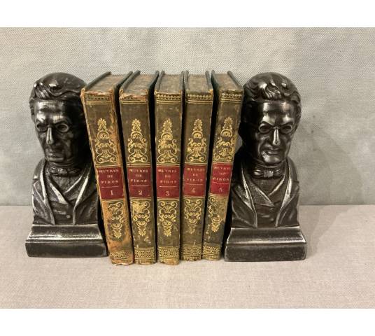 Paire de serres livres anciens en fonte d'époque 19 ème