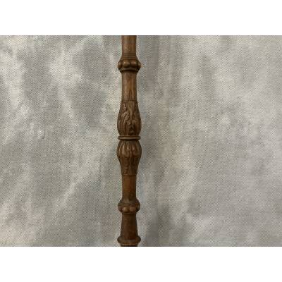 Belle balayette ancienne en chêne sculpté d'époque 19 ème