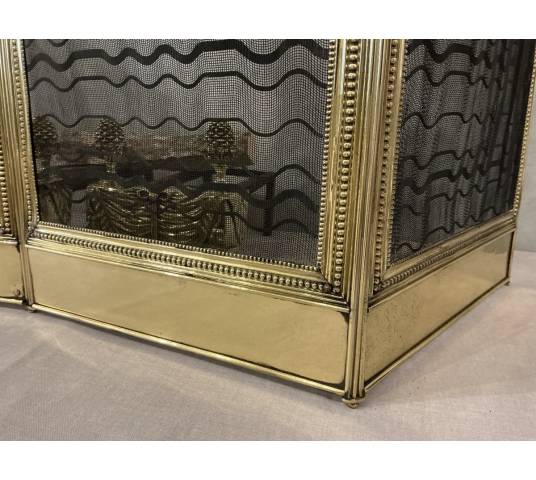 Pare feu de cheminée ancien en laiton d'époque 19 ème Louis xvi