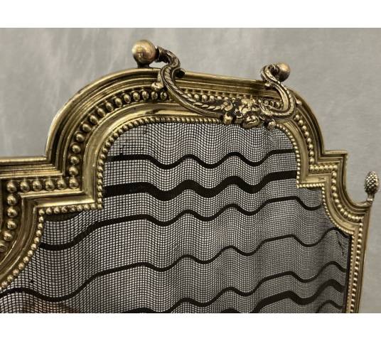 Pare feu de cheminée ancien en laiton d'époque 19 ème Louis xvi