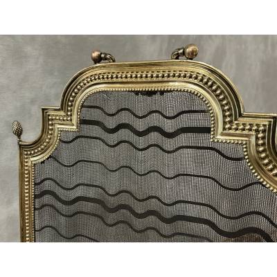 Pare feu de cheminée ancien en laiton d'époque 19 ème Louis xvi