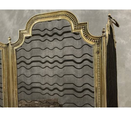 Pare feu de cheminée ancien en laiton d'époque 19 ème Louis xvi