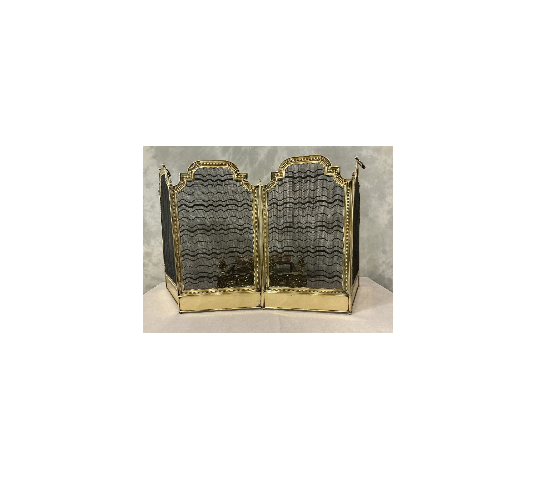 Antique brass fireplace screen dating from the 19th century, Louis XVI period
