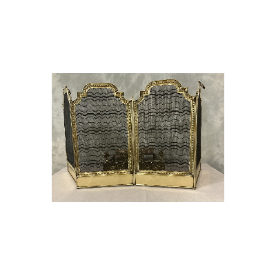 Pare feu de cheminée ancien en laiton d'époque 19 ème Louis xvi