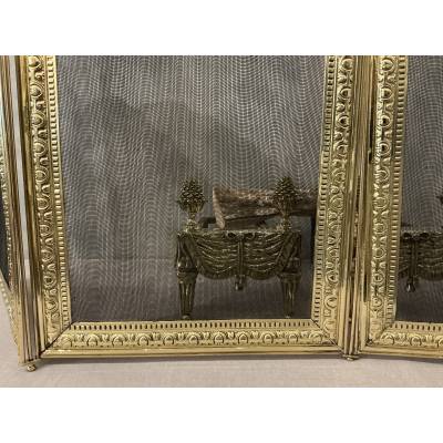 Antique brass fireplace screen from the 19th century
