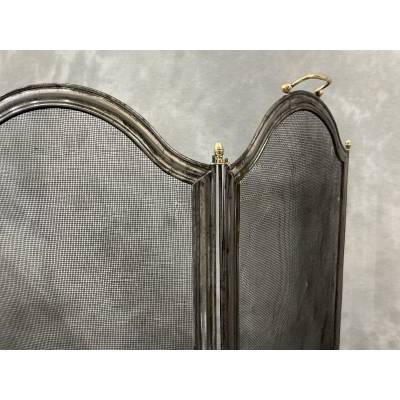 Antique iron fireplace screen from the 19th century