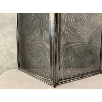 Antique iron fireplace screen from the 19th century