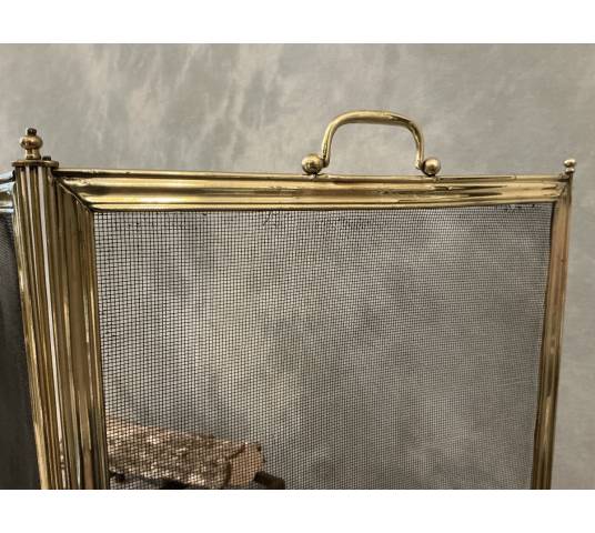 Antique brass fireplace screen from the 19th century, Charles X period