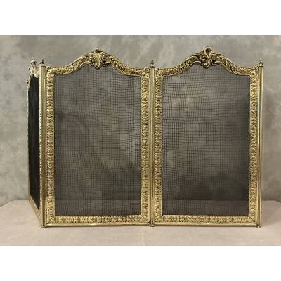 Antique brass fireplace screen from the 19th century