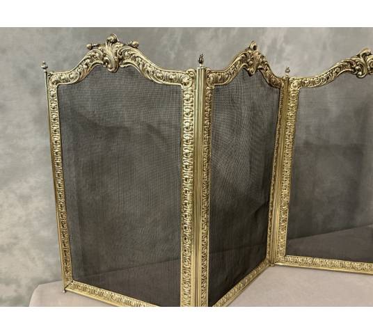 Antique brass fireplace screen from the 19th century
