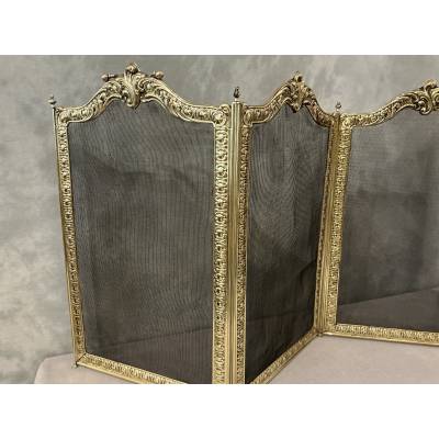 Antique brass fireplace screen from the 19th century