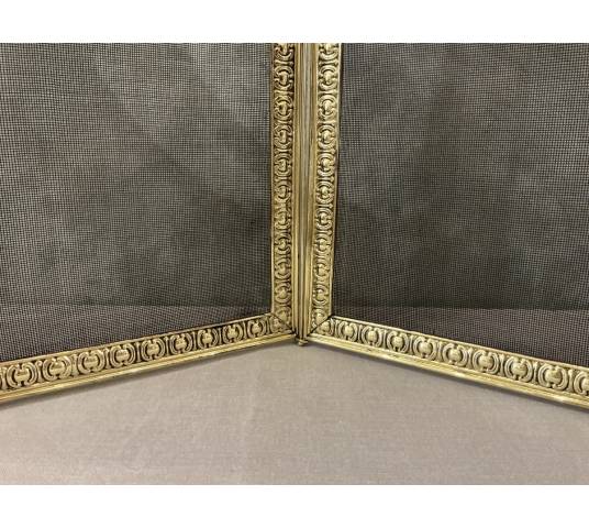 Antique brass fireplace screen from the 19th century