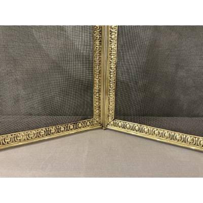 Antique brass fireplace screen from the 19th century