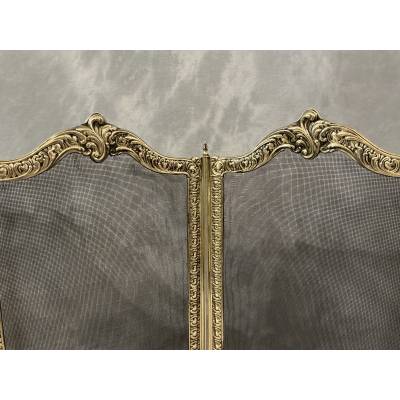Antique brass fireplace screen from the 19th century